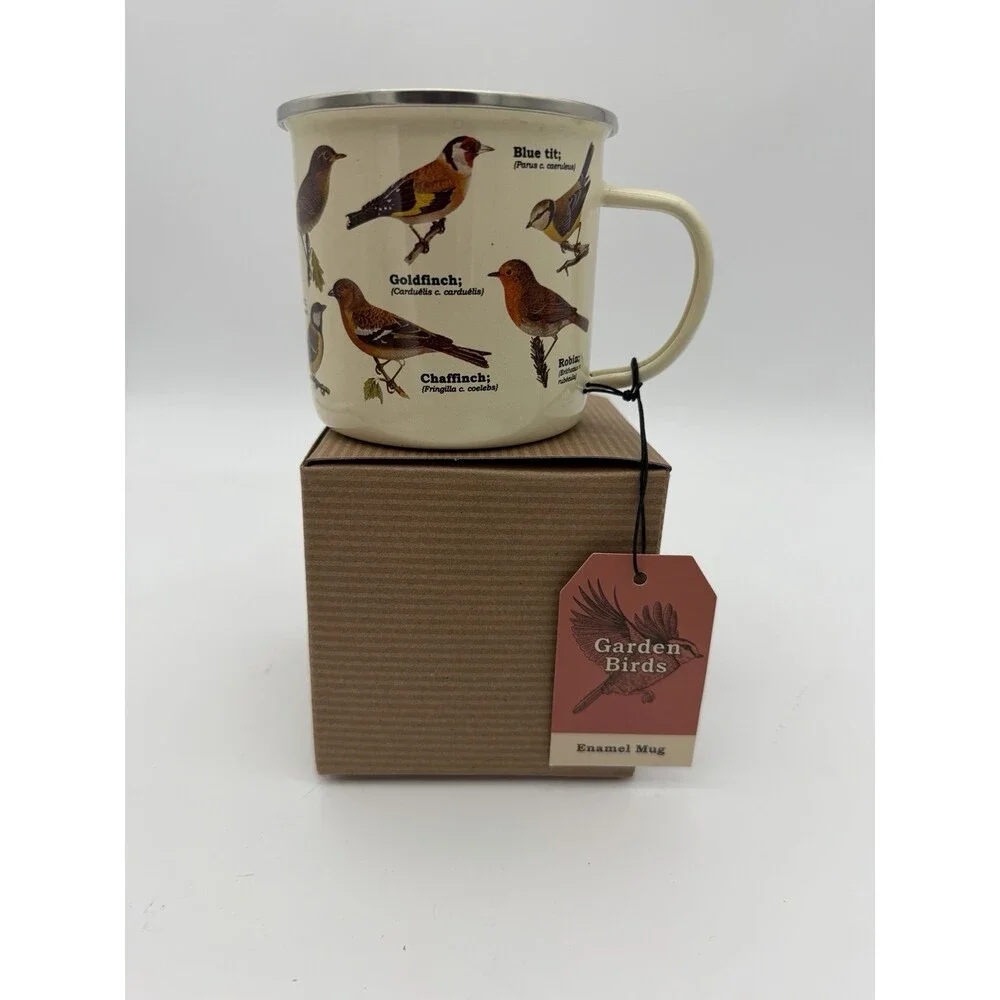 Garden Birds Enamel Coffee Mug Bird Watchers Gift Republic New Boxed